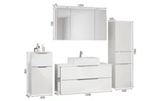 Ixina Ensemble meuble vasque avec armoire de toilette et meubles d'appoint 1